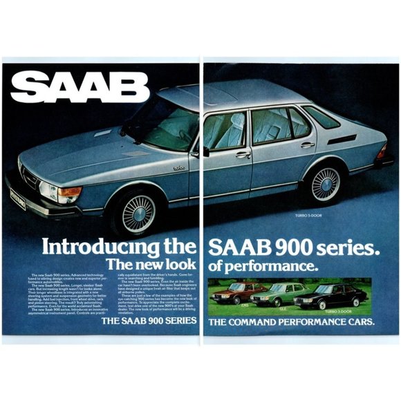 1979 Saab 900 Turbo 5 Door Sports Sedan 2 Page Vintage Print Ad Wall Art Photo - Picture 1 of 3